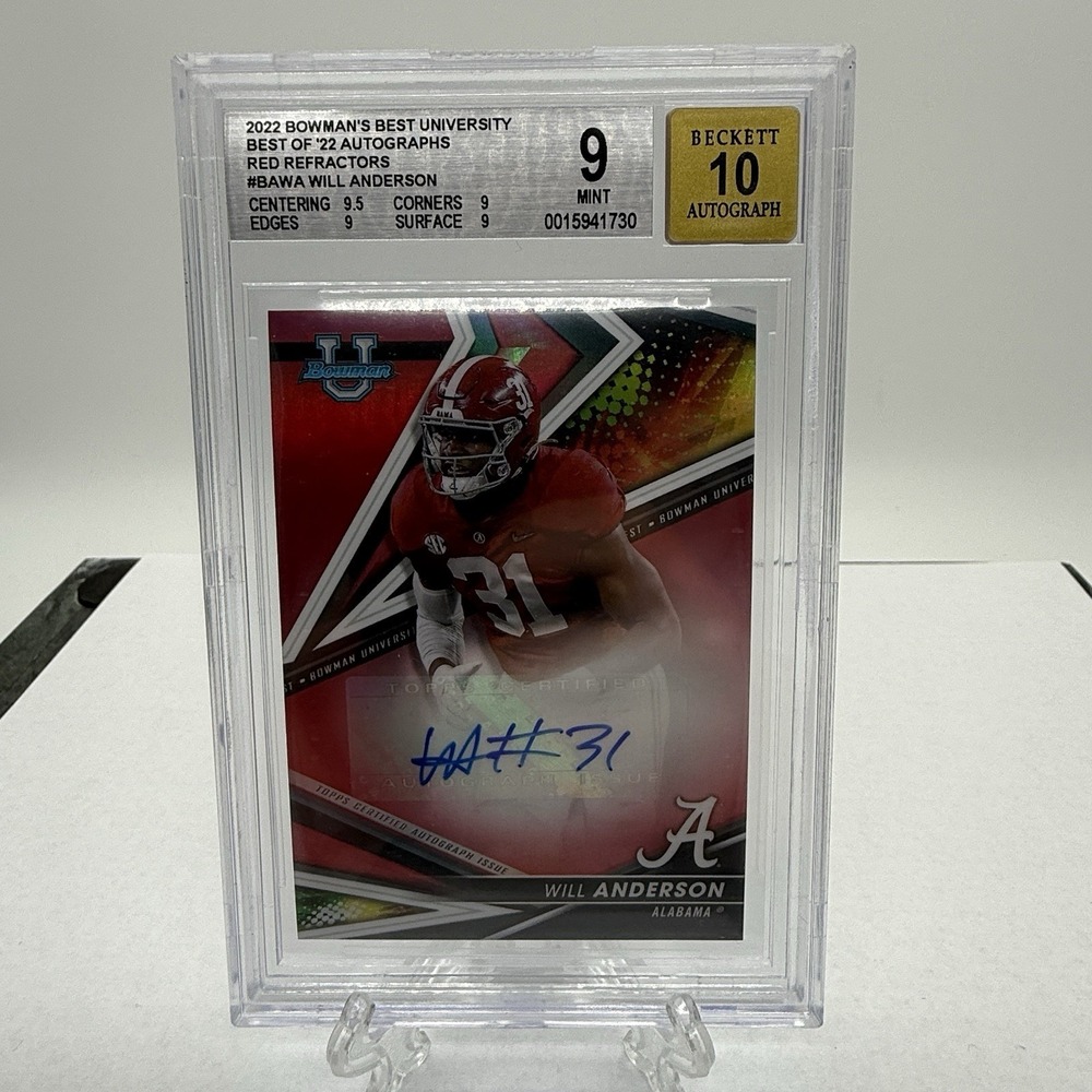 2022 Bowman Best Will Anderson Jr Red Refractor Auto /10 BGS 9 Auto 10 #BA-WA
